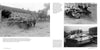 A two-page spread from "Sturmgeschütz" by Schiffer Publishing, Ltd. features three B&W WWII German tank photos—including a StuG Sturmgeschütz—and soldiers in rural, war-torn areas, with captions beside and below each image.