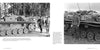 Black and white photos of German soldiers and WWII Sturmgeschütz tanks. Left: Soldiers near a Sturmgeschütz in the woods. Right: One soldier stands by a Sturmgeschütz, another lies atop—resting or wounded. From Schiffer Publishing, Ltd.