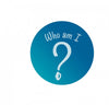 A blue circle with "Who am I" above a large question mark, all in white on a plain background—ideal for fans of lift-the-flap fun or Schiffer Publishing’s Chadwick And Friends Chesapeake Bay board books.