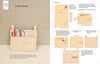 On the left is a Tanned Leather Hand-Made Bag from Schiffer Publishing, Ltd. with tools inside; on the right are detailed, illustrated instructions with step-by-step diagrams and guides for crafting the bag.