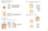 Instructional page from Schiffer Publishing, Ltd.'s Tanned Leather Hand-Made Bags shows how to alter tote bag patterns with diagrams for height, shape adjustments, sewing steps, and images of beige leather bags on a white background.