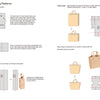 Instructional page from Schiffer Publishing, Ltd.'s Tanned Leather Hand-Made Bags shows how to alter tote bag patterns with diagrams for height, shape adjustments, sewing steps, and images of beige leather bags on a white background.