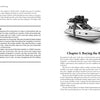 A book spread from "Law of Recreational Boating" by Schiffer Publishing, Ltd. shows "Crows Nest" on the left and "Chapter 1: Buying the Boat" on the right, with an image of a model yacht topped with a big black ribbon and bow.