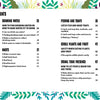 The contents page of "How to Survive on a Desert Island" by Schiffer Publishing, Ltd. features colorful plant illustrations and lists sections on fire, shelter, fishing, signaling, edible plants, prevention/treatment with page numbers.
