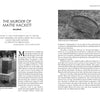 A black-and-white magazine spread in "Unsolved New England" by Schiffer Publishing, Ltd. tells Mattie Hackett's story, with her gravestone on the left page and details of her unsolved case on the right—one of New England’s many mysteries.