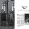 A black-and-white two-page spread from "Unsolved New England" by Schiffer Publishing, Ltd.: the left page shows a brick building with "MASSACHUSETTS," while the right highlights THE BORDEN MURDERS, a notorious unsolved mystery.