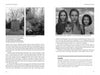 Unsolved New England by Schiffer Publishing, Ltd. features a two-page spread with a stone monument photo, tree-lined path, and reconstructed women’s faces, exploring an infamous murder case and updates on New England’s unsolved mysteries.