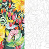 The Art for Joy’s Sake Journal by Schiffer Publishing, Ltd. features Kristy Rice’s watercolor of yellow flowers, green leaves, and red berries beside a black-and-white outline—perfect inspiration for your next watercolor journal entry.