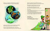 A two-page spread from "The Bathysphere Boys" by Schiffer Publishing, Ltd. shows divers, a submarine, and sea creatures on the left; on the right, two men—one in a trench coat and hat—hold a large map. Text appears on both pages.