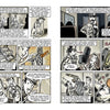 Marvin" by Schiffer Publishing, Ltd. is a black-and-white graphic novel comic showing a man recalling his parents' escape from Austria with a violin case—revealing bagels, not a violin—amid tense scenes with anxious parents and a suspicious conductor.