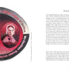 “Deeds Not Words” by Schiffer Publishing, Ltd. features two women’s portraits in red and black inside a circle with the text: “Woman has a deep, intuitive, understanding of justice. We Abolish our White Skin,” evoking the legacy of suffrage.