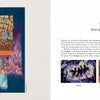 A book spread from *Anatomy of a Tapestry* by Schiffer Publishing, Ltd. shows a vivid abstract textile on the left and, on the right, "TECHNIQUES: Weaving Direction, Headings, and Selvages" with text and four labeled fabric detail images.