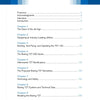 Table of contents page with blue header labeled Contents, listing sections and chapters on Boeing 727 history, design, modifications, model-building tips, and technical data by Schiffer Publishing, Ltd.