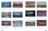 A collection of twelve vintage commercial airplanes, featuring the Boeing 727, each depicted with unique airline liveries and backgrounds. Published by Schiffer Publishing, Ltd.—ideal for model-building inspiration.