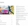 A colorful abstract illustration of two mirrored human figures, one blue and one orange, representing feminine and masculine archetypes, reaching toward each other above a table of contents page from "The Soul's Twins" by Schiffer Publishing, Ltd.