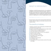 A brochure spread for "Health through Your Eyes" by Schiffer Publishing, Ltd. The left page has abstract blue face line art; the right page is titled "What is Iridology?" and explains iridology's benefits for health assessment.