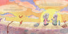 At sunset, two girls from "Maia and the Very Tall Wall" by Schiffer Publishing, Ltd. share a drink on a stone wall with a backpack and bottle nearby, their laughter inspiring kids to value friendship in a storybook-like scene.