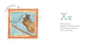 Wild Animal ABC by Schiffer Publishing, Ltd. features a postage stamp with a brown bird in a top hat on a branch, labeled JAN 2019, FIRST CLASS, USA POSTAL SERVICE, XOXO—beside the letter Xx and a rhyme about Xylo the Xenops.