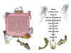 A two-page spread from "Awesome Chesapeake" (Schiffer Publishing, Ltd.): left, a decorative intro box with heron, gull, crab, and fish; right, an illustrated elementary-level table of contents bordered by jellyfish and fish.