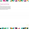 A white canvas bordered by colorful finger-painted strokes in pink, teal, orange, and green highlights “Focus: Fingerpainting” with art prompts inspired by Jessi Raulet. From The Bright Book by Schiffer Publishing, Ltd., plus an inspirational quote at the bottom.