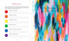 Experience "The Bright Book" by Schiffer Publishing, Ltd.: On the left, explore how colors evoke emotions. On the right, an abstract artwork with the handwritten quote—"The greatest happiness you can have is knowing you do not necessarily require happiness.