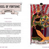 The Auset Gypsy Tarot by Schiffer Publishing, Ltd. features a Wheel of Fortune card with a regal woman beside a vibrant wheel, gold coins at her feet, and a sword in hand, set against astrological symbols and an ornate night sky.