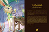 A rabbit alchemist pours liquid into a cup amid potions and mystical décor. On the right, text describes the Alchemist message from the Secret Woods intuitive healing cards by Schiffer Publishing, Ltd.