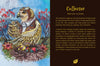 An illustrated owl with aviator goggles and a scarf sits on a berry branch. Below, a nest holds eggs, feathers, flowers, and healing cards. The artwork, titled Secret Woods, is by Schiffer Publishing, Ltd. on a dark background.
