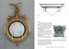 On the left, "American Furniture Anatomy" by Schiffer Publishing, Ltd. features a photo of an ornate gold mirror with eagle and candles; on the right are black-and-white architectural sketches and corbel definitions.