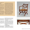 A spread in "American Furniture Anatomy" by Schiffer Publishing, Ltd. explores furniture-making as art or craft, showing an ornate antique chair and offering detailed info on American design, chair components, and restoration methods.