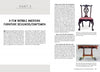 Two pages from "American Furniture Anatomy" by Schiffer Publishing, Ltd. showcase text on notable American furniture designers and photos of antique wooden chairs and a table with ornate carvings and upholstery.