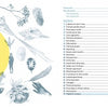 The Little Drawing Workshop by Schiffer Publishing, Ltd. features a contents page with a yellow circle labeled "Contents," botanical sketches in a hand-drawn style, and chapters on vegetables, weeds, and flowers with page numbers.