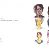 A spread from "The Little Drawing Workshop" by Schiffer Publishing, Ltd. features self-portrait drawing lessons and a grid of twelve illustrated self-portraits in varied styles, colors, and techniques to showcase diverse expressions and personal flair.