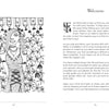 Black-and-white illustration of a smiling woman among potted plants with a decorative curtain. The facing page welcomes readers to The Intuitive Adventure by Schiffer Publishing, Ltd. and encourages intuitive exploration using your inner guide.