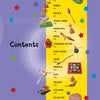 The "Nature" table of contents by Schiffer Publishing, Ltd. features kids’ craft projects—caterpillar, sheep, eagle, mandala—each with page numbers on a yellow and purple starry background, ideal for building fine motor skills.