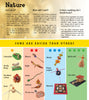 Nature" by Schiffer Publishing, Ltd. is an instructional poster displaying kids’ craft projects—like caterpillars, maracas, sailboats, and mandalas—using raffia and vegetables, with difficulty ratings to support fine motor skill development.