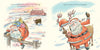 In “All the Things Santa Claus Will Never Do” by Schiffer Publishing, Ltd., Santa climbs a fence with gifts as a bull watches and snaps a selfie with a reindeer—perfect for a playful children’s story or a funny Santa-themed book.