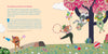 Three whimsical characters, their faces and bodies crafted from fruits, veggies, and flowers, dance in a lush field beside a Four Seasons circus tent. "The Rolling Garden" by Schiffer Publishing, Ltd. brings this joyful scene to life.