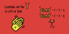 Illustration from Schiffer Publishing, Ltd.'s "Clap on the 2 and 4" shows hands clapping and a stick figure on red. "CLAP" is paired with counts 2-3-4—perfect for toddlers learning to clap on the 2 and 4 while enjoying music!.