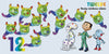 In Schiffer Publishing, Ltd.’s Space Aliens 1-2-3, twelve floating green aliens with striped tails join a cheerful boy, a spotted white alien, and a tiny robot under the rainbow number 12. Cover text reads: TWELVE floaty rainbow aliens.
