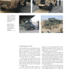 A magazine page from Schiffer Publishing, Ltd. features military vehicles, such as armored Land Rovers and The Mercedes-Benz G-Class, with descriptive text about their specs and roles.