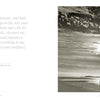 On a vast, empty beach beneath dramatic skies, sunlight breaks through clouds. The calm, contemplative mood echoes Michael Kahn’s style. A quote appears on the left. From Healing Power of Water by Schiffer Publishing, Ltd.