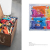 A wooden box sits on a gray floor, filled with colorful plastic toy guns. Next to it is an image of six water guns in clear packaging. "Loaded" by Schiffer Publishing, Ltd. offers a striking nod to gun culture in contemporary art.