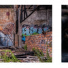 Memories of Australia" by Schiffer Publishing, Ltd. features a mural of a person with greenery on an overgrown building and a close-up of a worn gas mask against graffiti, capturing the essence of Australian industrial architecture.