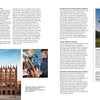 A two-page spread from Secret Cities of Europe by Schiffer Publishing, Ltd., highlights Gdynia, Poland, with text and images of historic brick buildings, sailors at the helm, and a lighthouse beside windswept pines by the sea.