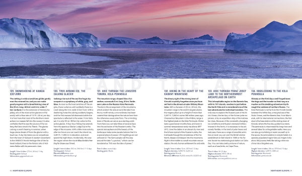 A panoramic view of Greenland’s icy coast at sunset, with snowy mountains and blue icebergs under a pink-purple sky, appears on "The Great Outdoors" by Schiffer Publishing, Ltd. Arctic destinations text overlays the lower half.