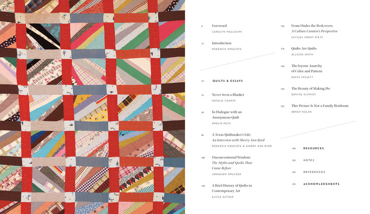 Unconventional & Unexpected, 2nd Edition by Schiffer Publishing, Ltd. features vibrant patchwork quilts and a table of contents with essays on unique quilts and quilting culture, inspired by Roderick Kiracofe.