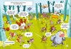 In "The Forest Robot" by Schiffer Publishing, Ltd., frightened forest animals flee from a helpful robot and a reassuring fox in a colorful forest, while some animals shout in fear and the robot looks surprised in this Bitmax & Co. kids’ graphic novel.