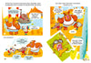 A scene from "The Forest Robot" by Schiffer Publishing, Ltd. shows animals by a river: a bear in orange overalls comforts two small animals, while Evo, a red creature, angrily throws a stone as the others look surprised in this kids' graphic novel.