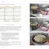 Cuerda Seca recipe page by Schiffer Publishing, Ltd.: clay body ingredients table left; four process photos right showing key tile-making steps—clay weighing, pouring, powder sifting, and bowl mixing.
